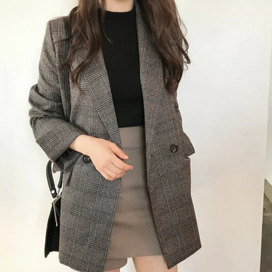 Wilda Women's Plaid Blazer - styled view