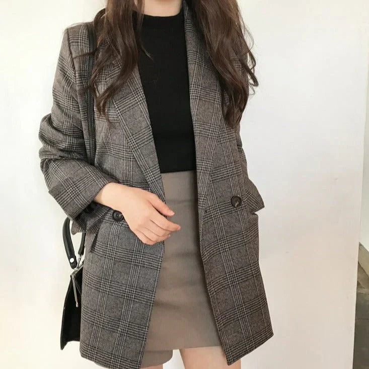Wilda Women's Plaid Blazer - styled view