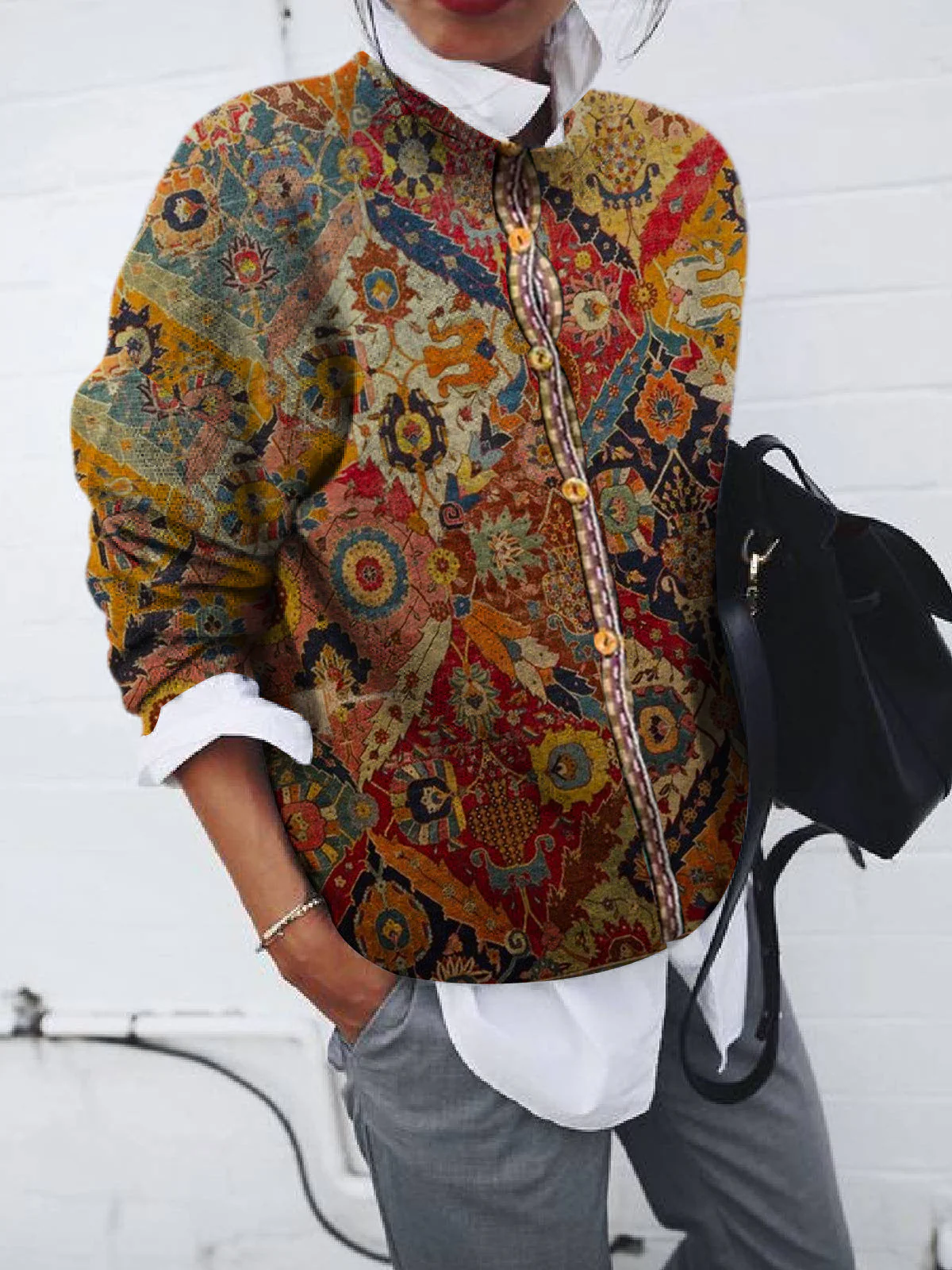 Edith Women's Printed Sweater - front view