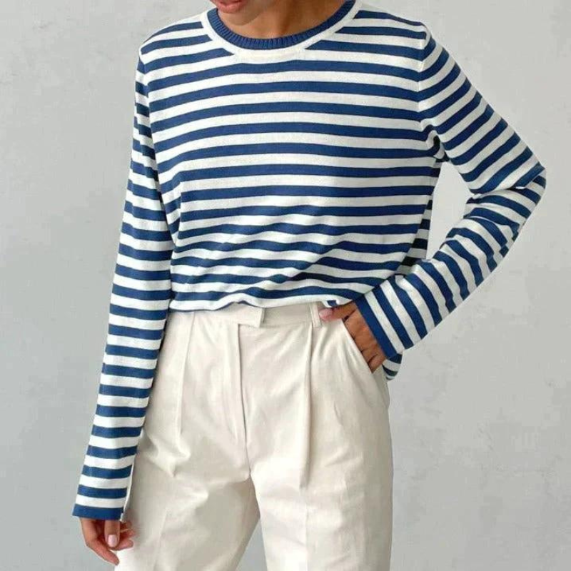 Rosa Women's Striped Sweater - fabric and finish detail