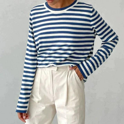 Rosa Women's Striped Sweater - fabric and finish detail
