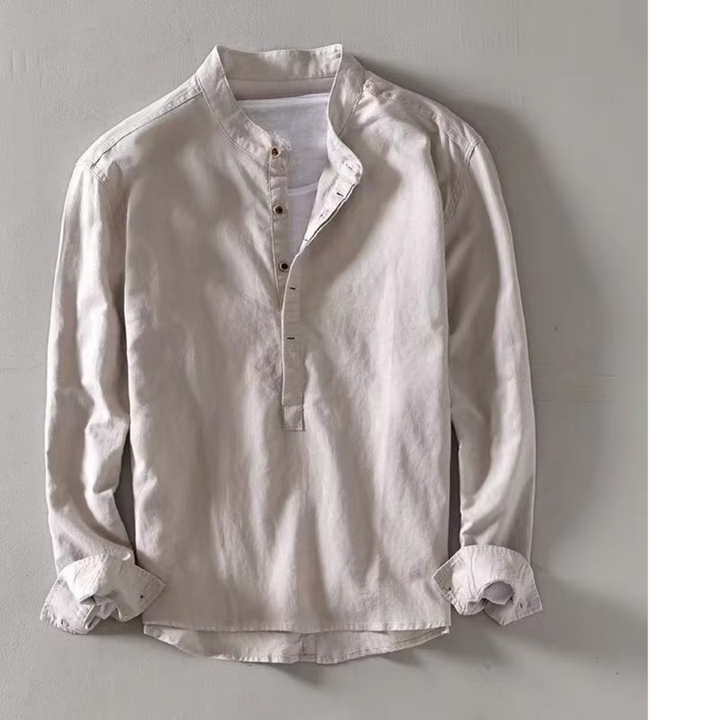 Felix Men's Linen Shirt - fabric and finish detail