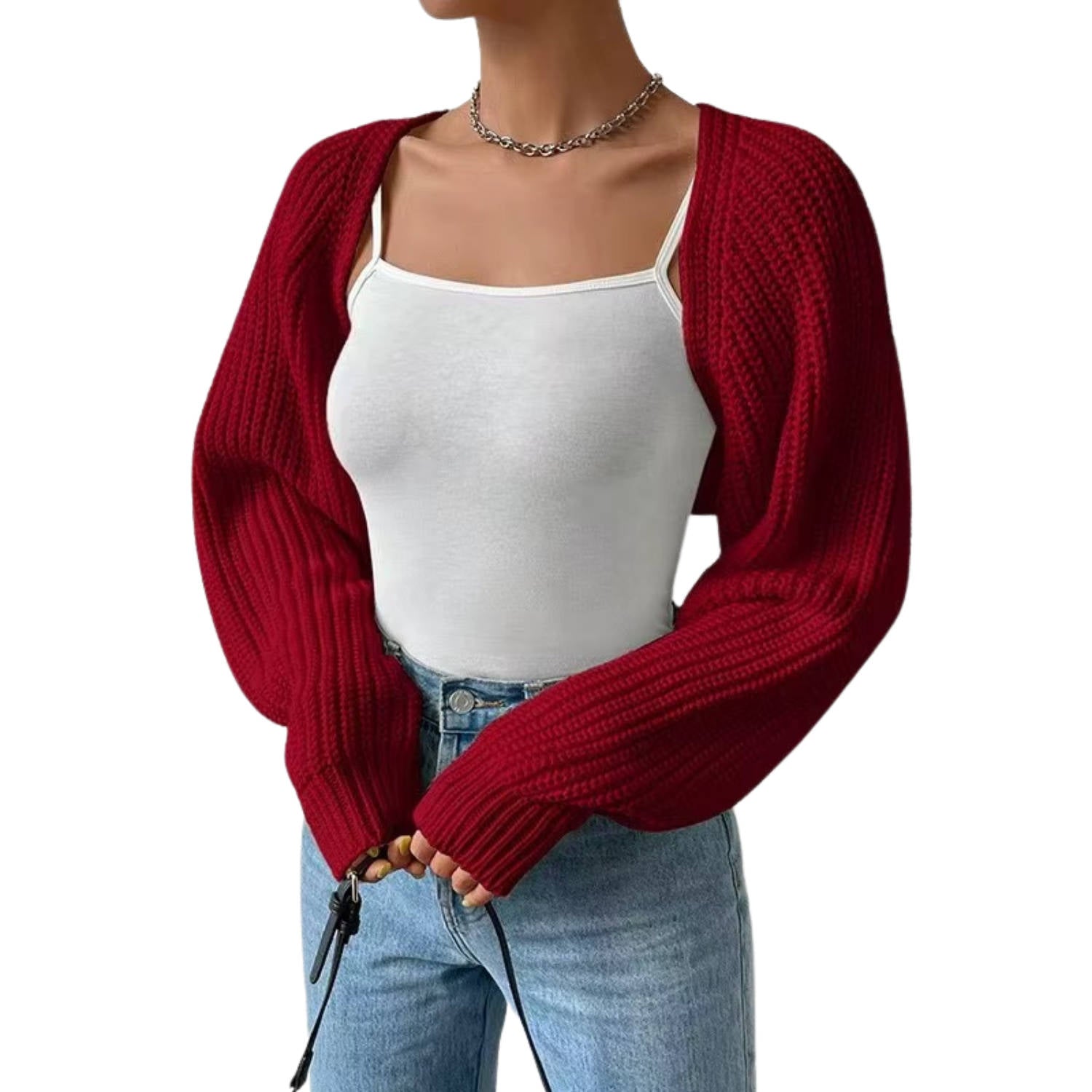Liana Women's Ribbed Knit Cardigan - shown in use