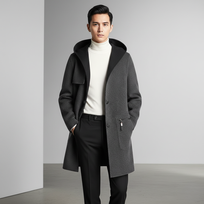 Ulric Men's Trench Coat - fabric and finish detail
