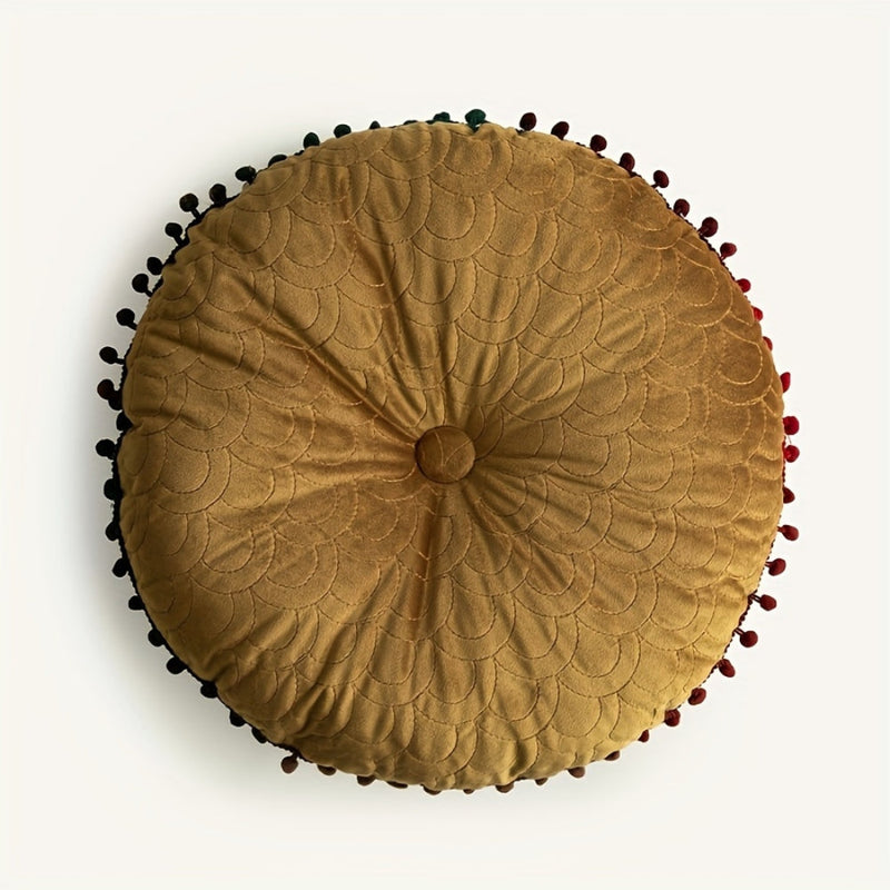 Veloura Round Vintage Quilted Ottoman Cushion Pad | Vintage, Light Layer