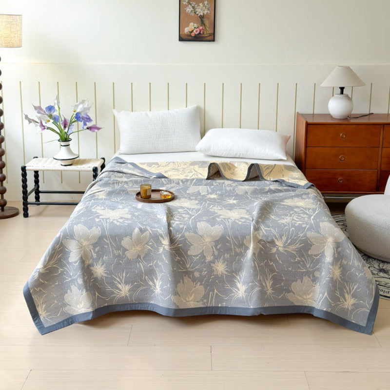 Fable Velurelle Reversible Cotton Floral Blanket | Cotton, Reversible