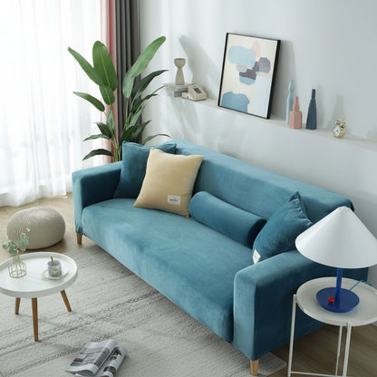 Velvet Couch Cover | Lake Blue Slipcover Sofa with Expandable Design | Durable Comfort for Stylish Living 3
