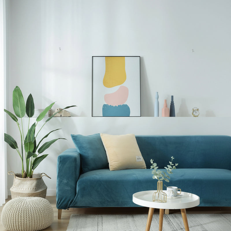 Velvet Couch Cover | Lake Blue Slipcover Sofa with Expandable Design | Durable Comfort for Stylish Living 7