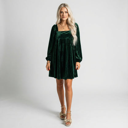 Ingrid Women's Babydoll Dress | Velvet with Ruffled Hem, Elegant Cocktail Style