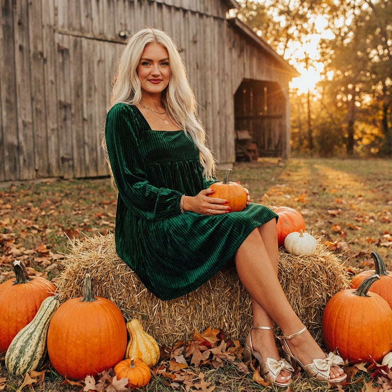 Ingrid Women's Babydoll Dress | Velvet with Ruffled Hem, Elegant Cocktail Style