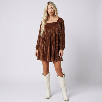 Ingrid Women's Babydoll Dress | Velvet with Ruffled Hem, Elegant Cocktail Style