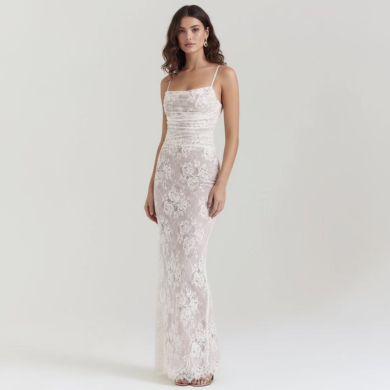 Alouette Women's Maxi Dress | Delicate Lace Corset Design