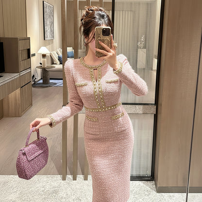 Vera Women's Midi Dress | Vintage Tweed, Elegant Formal Wear 4