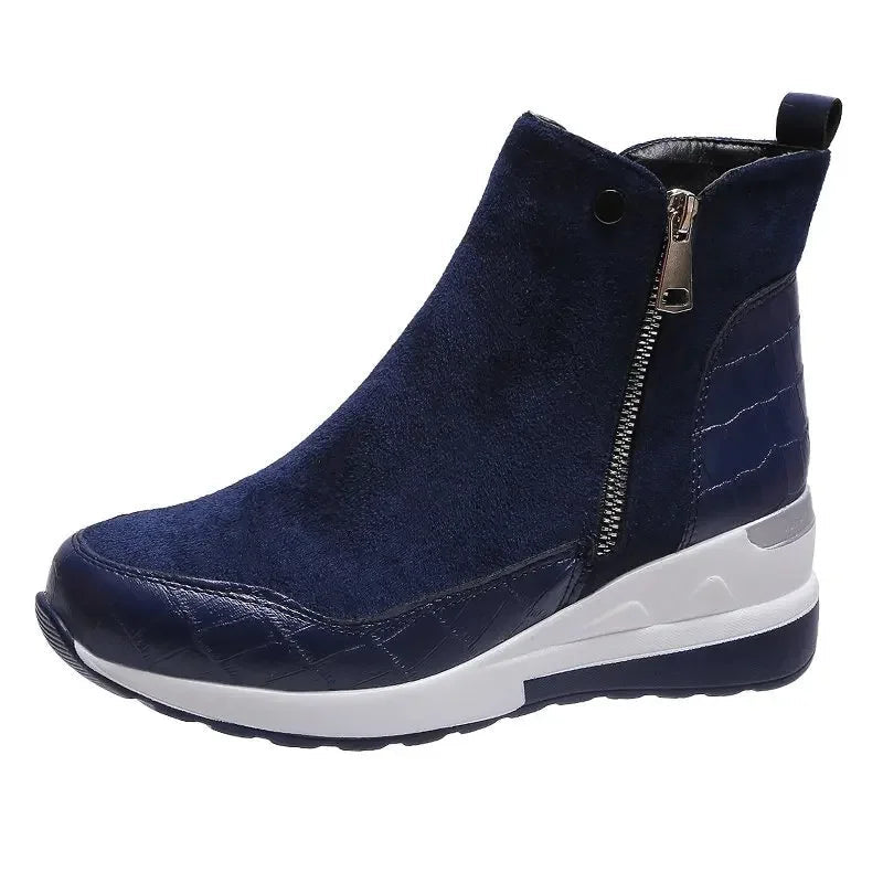 Vera Women's Platform Ankle Boots | Suede, Faux Leather, Zipper