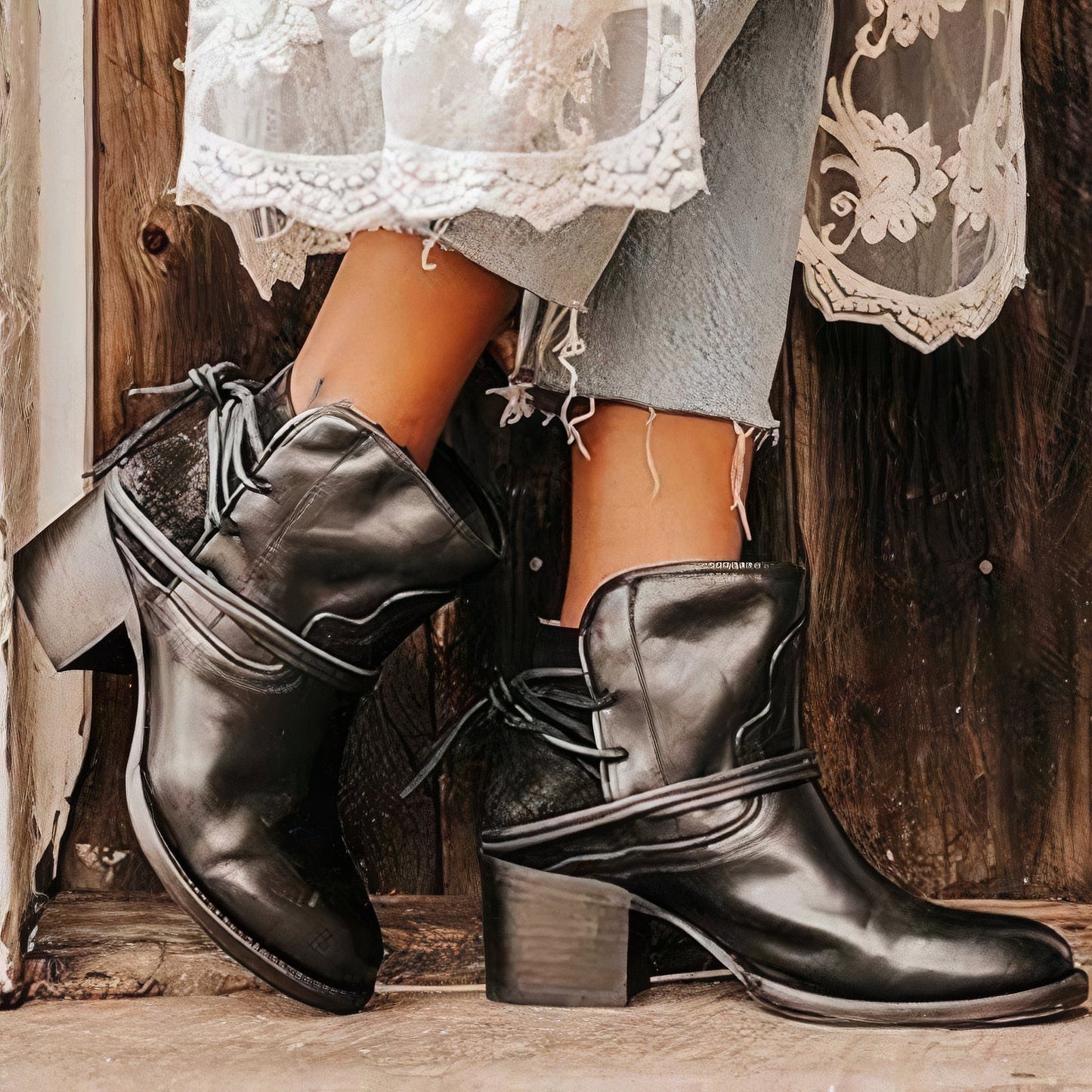Imogen Women's Block Heel Ankle Boots - styled view
