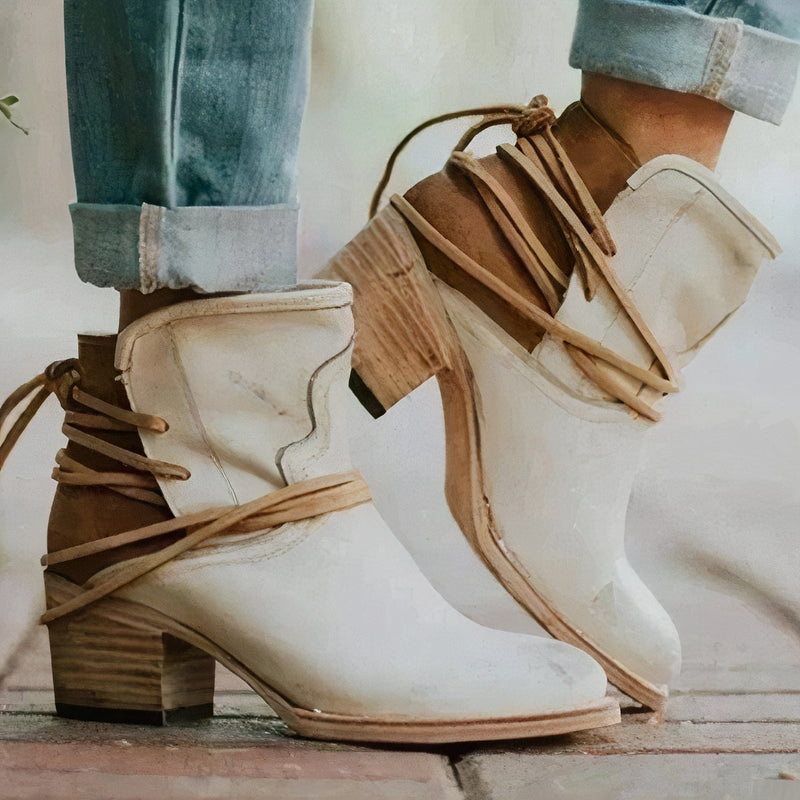 Imogen Women's Block Heel Ankle Boots | Western, Leather