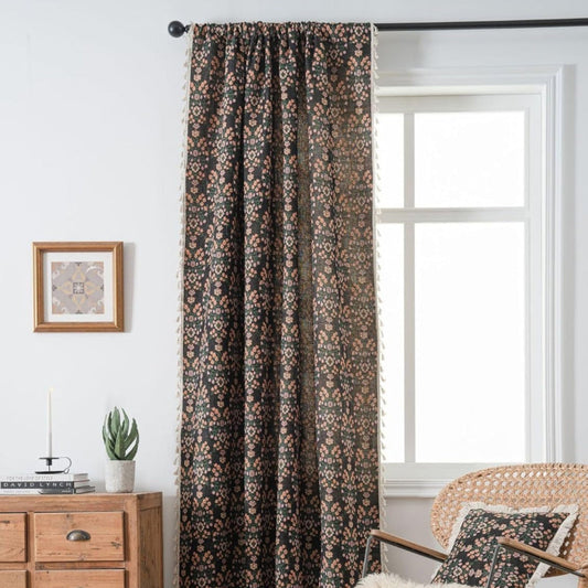 Wildflower Weave Tassel Curtain | Jacquard Fringe, Semi-Shading