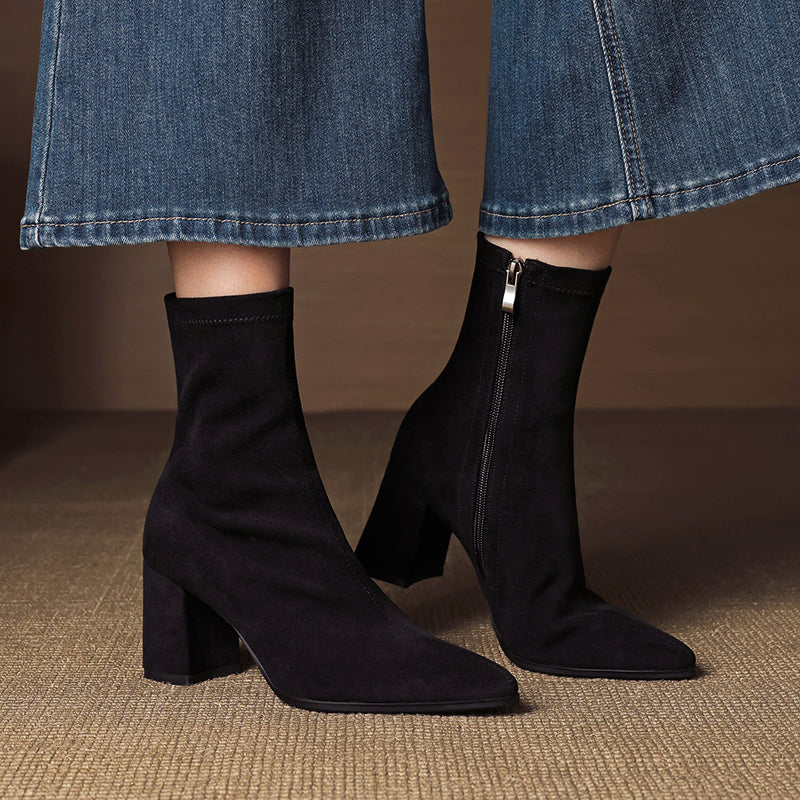 Lena Women's Block Heel Ankle Boots - styled view