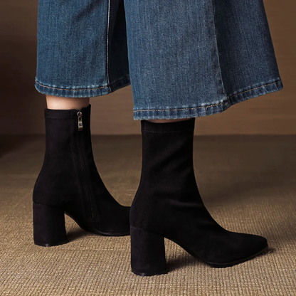 Lena Women's Block Heel Ankle Boots - fabric and finish detail