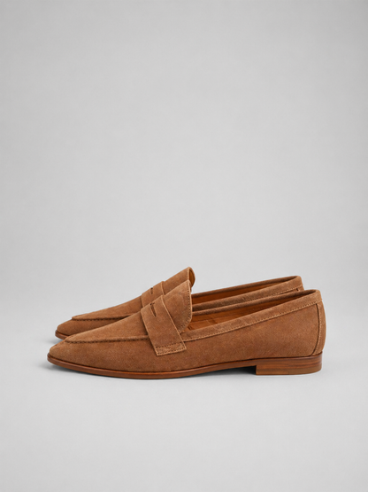 Jolie Women's Suede Loafers - fabric and finish detail