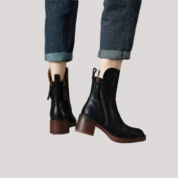 Anouk Women's Block Heel Ankle Boots - close-up detail