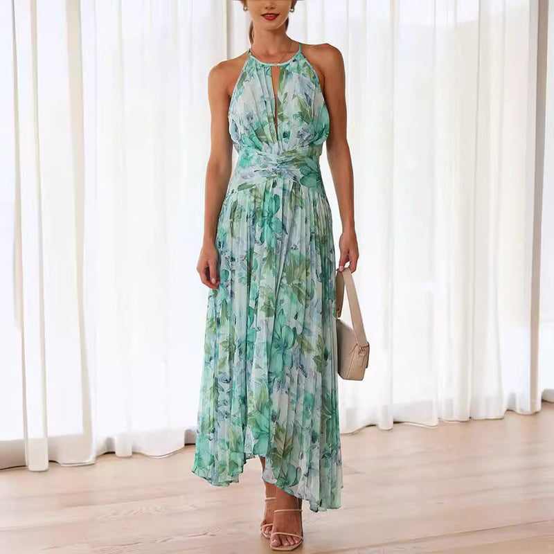 Giselle Women's Pleated Midi Dress | Floral, Halter, Cutout