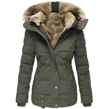 Noor Women's Puffer Jacket - fabric and finish detail