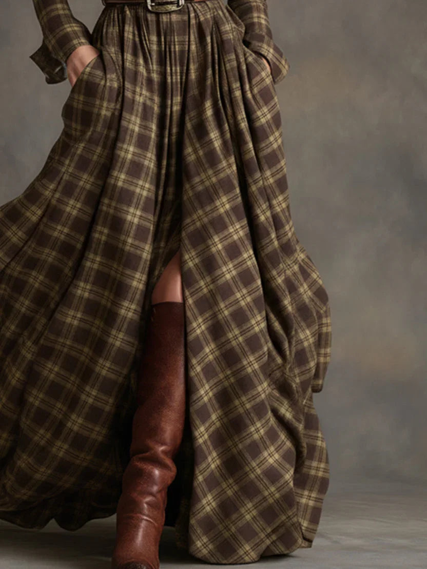 Esme Women's Plaid Shirt Dress - styled view