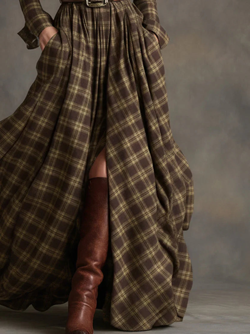 Esme Women's Plaid Shirt Dress - styled view