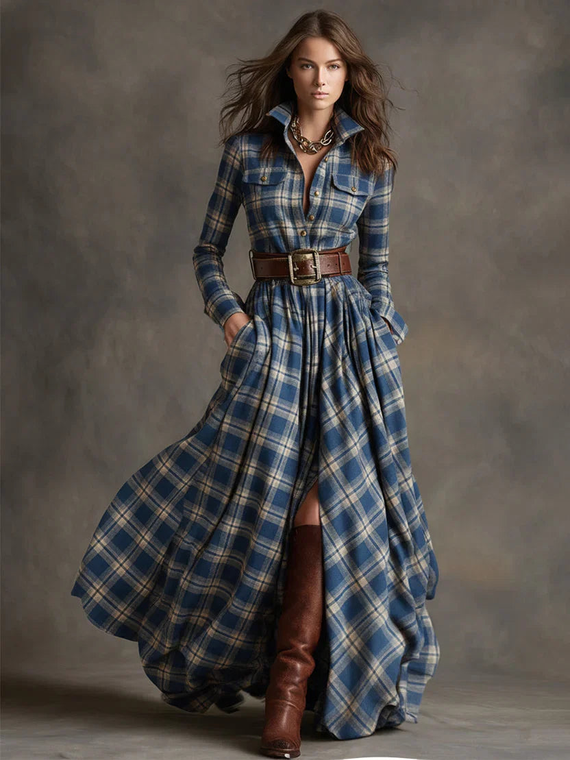 Esme Women's Plaid Shirt Dress - front view