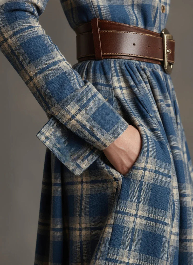 Esme Women's Plaid Shirt Dress - flat lay