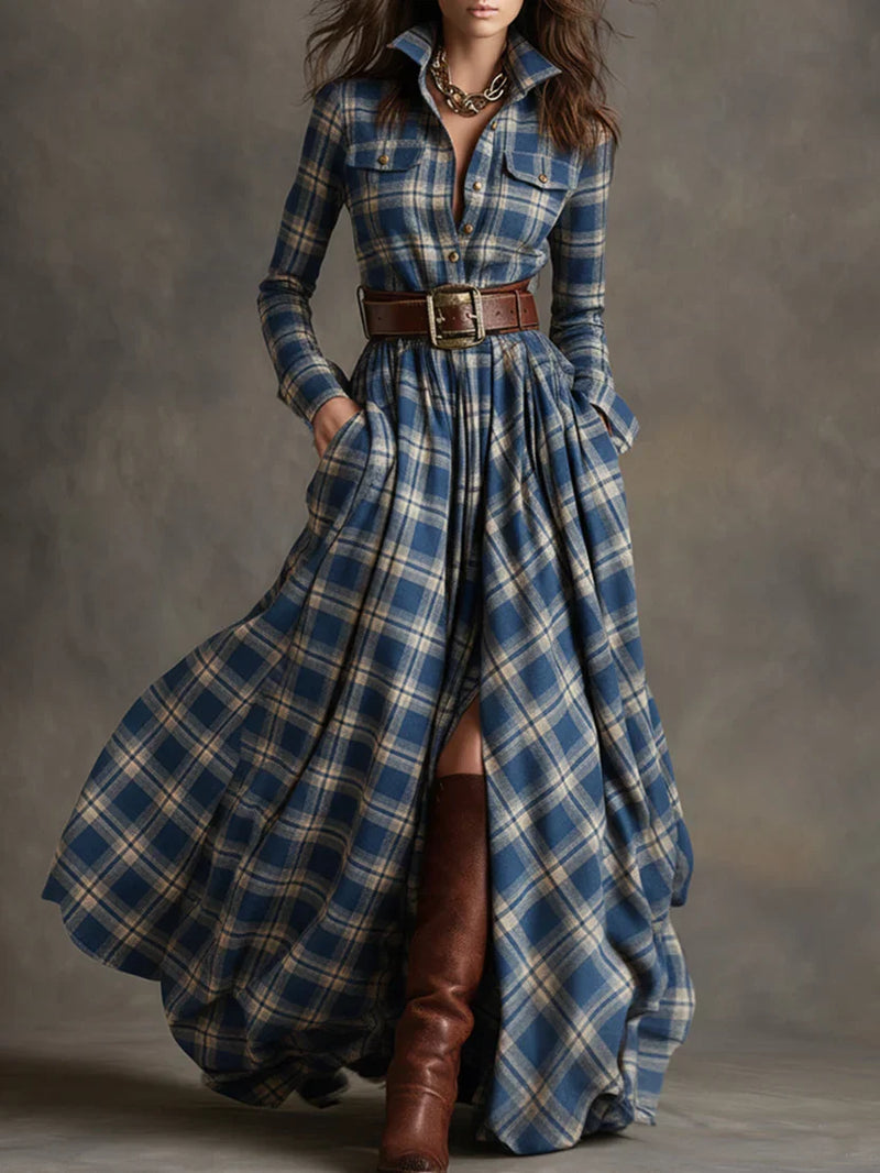 Esme Women's Plaid Shirt Dress - back view