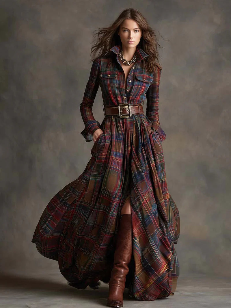 Esme Women's Plaid Shirt Dress - front view