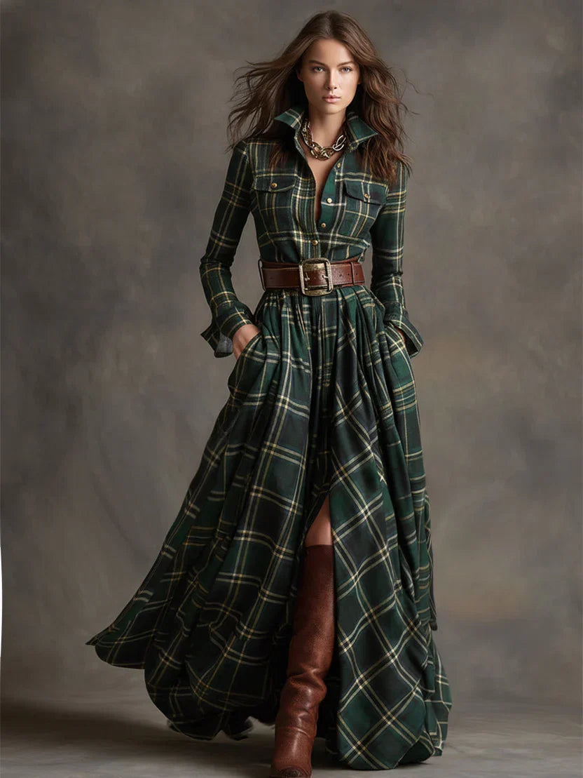 Esme Women's Plaid Shirt Dress - styled view