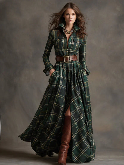 Esme Women's Plaid Shirt Dress - styled view