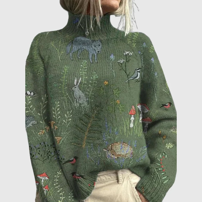Rosa Women's Printed Sweater | Turtleneck