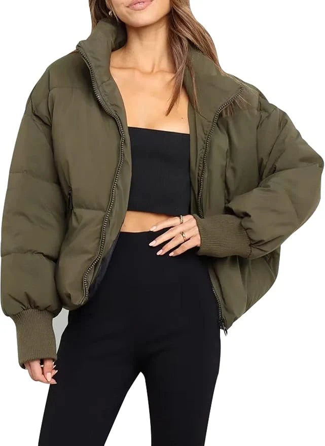 Wren Women's Puffer Jacket - fabric and finish detail