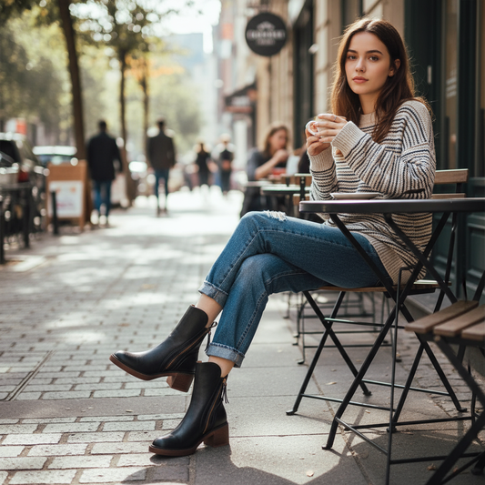 Zara Women's Ankle Boots | Block Heel with Side Zipper, Chic Back Tie Accent