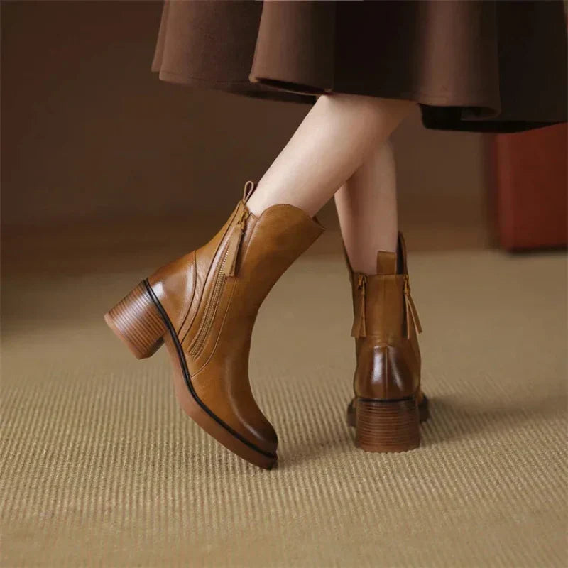 Uma Women's Block Heel Ankle Boots - close-up detail