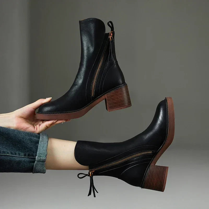 Uma Women's Block Heel Ankle Boots - front view