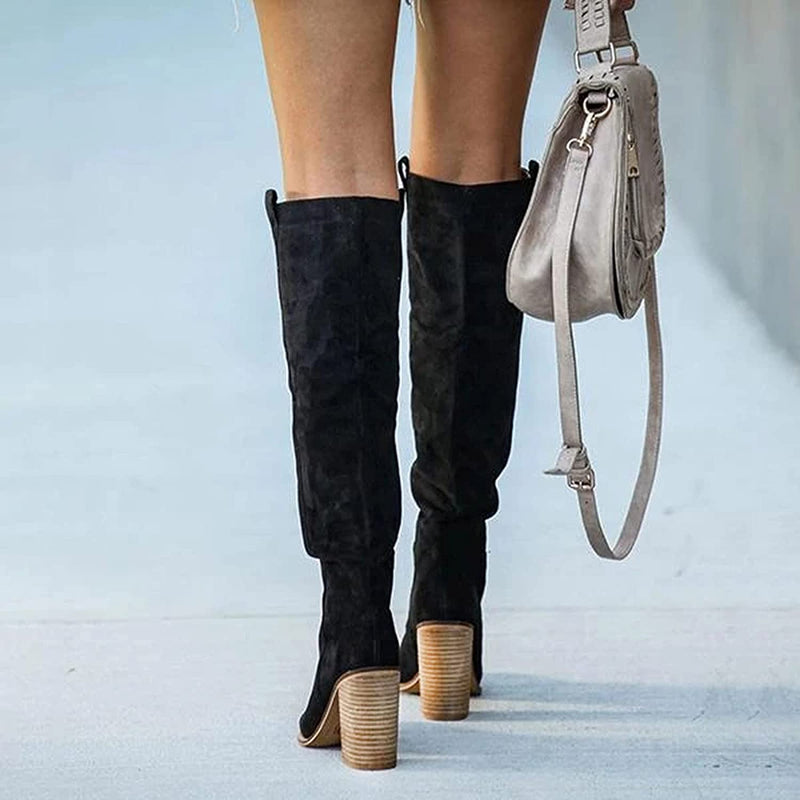 Greta Women's Block Heel Boots - shown in use