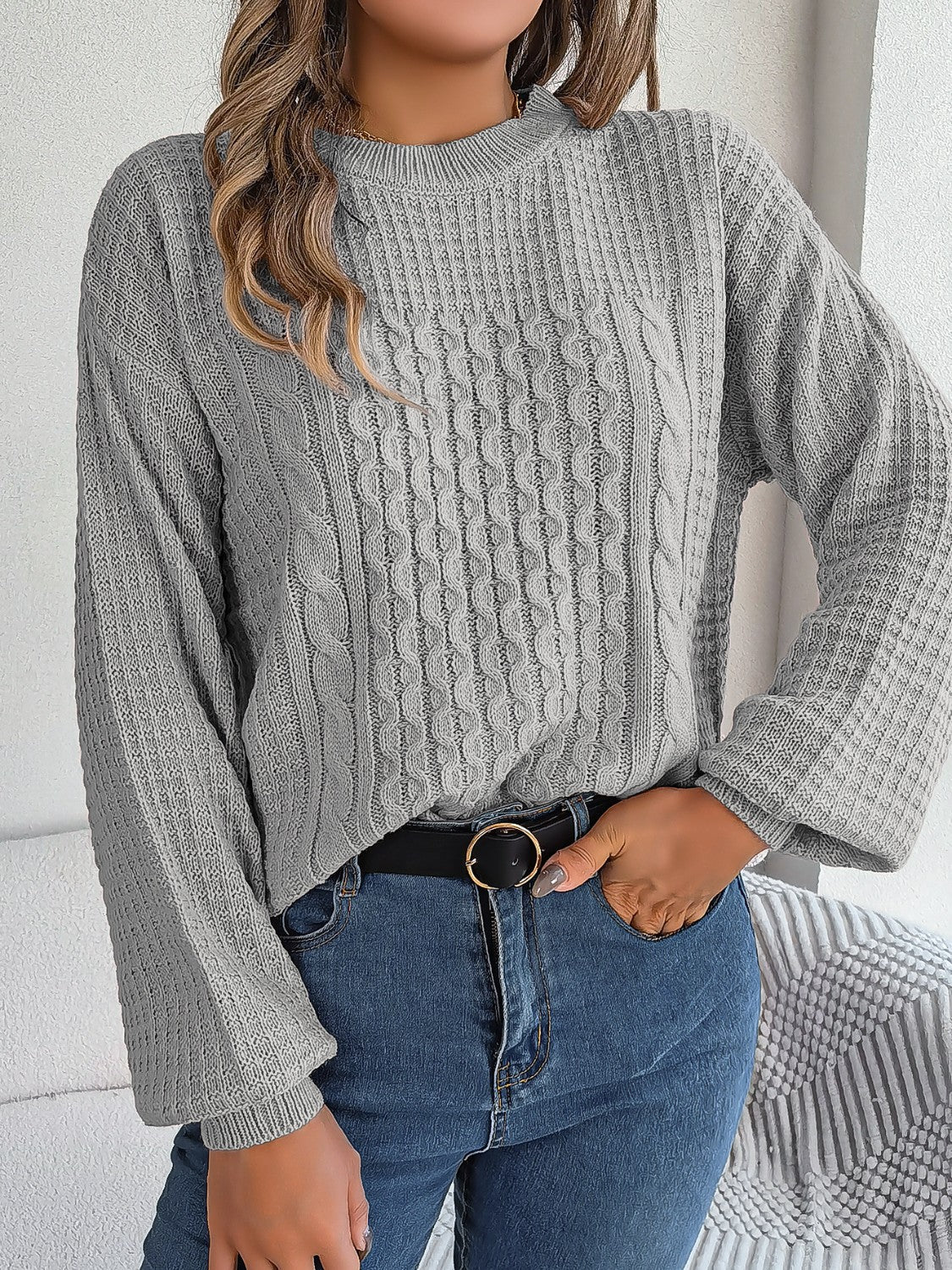 Bijou Women's Cable Knit Sweater - styled view