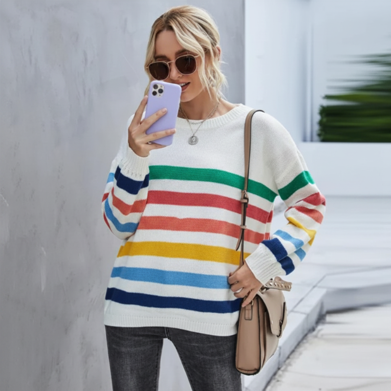 Sable Women's Striped Sweater - fabric and finish detail