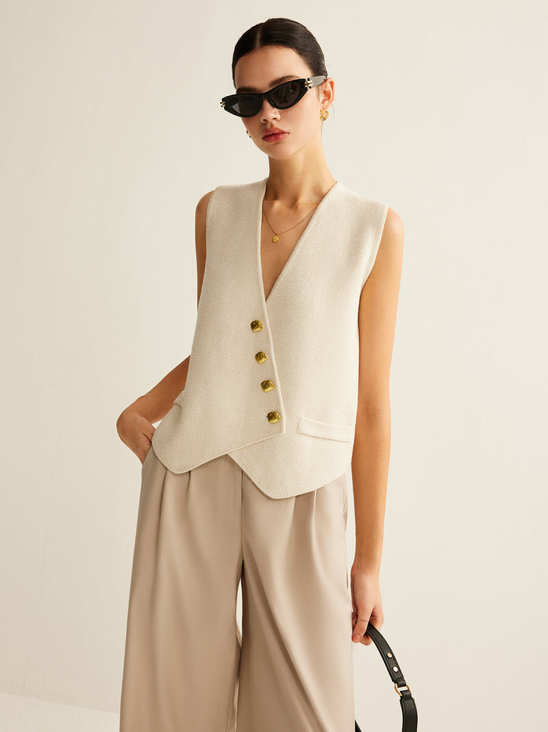 Perla Women's Asymmetric Sweater | Knit, Button