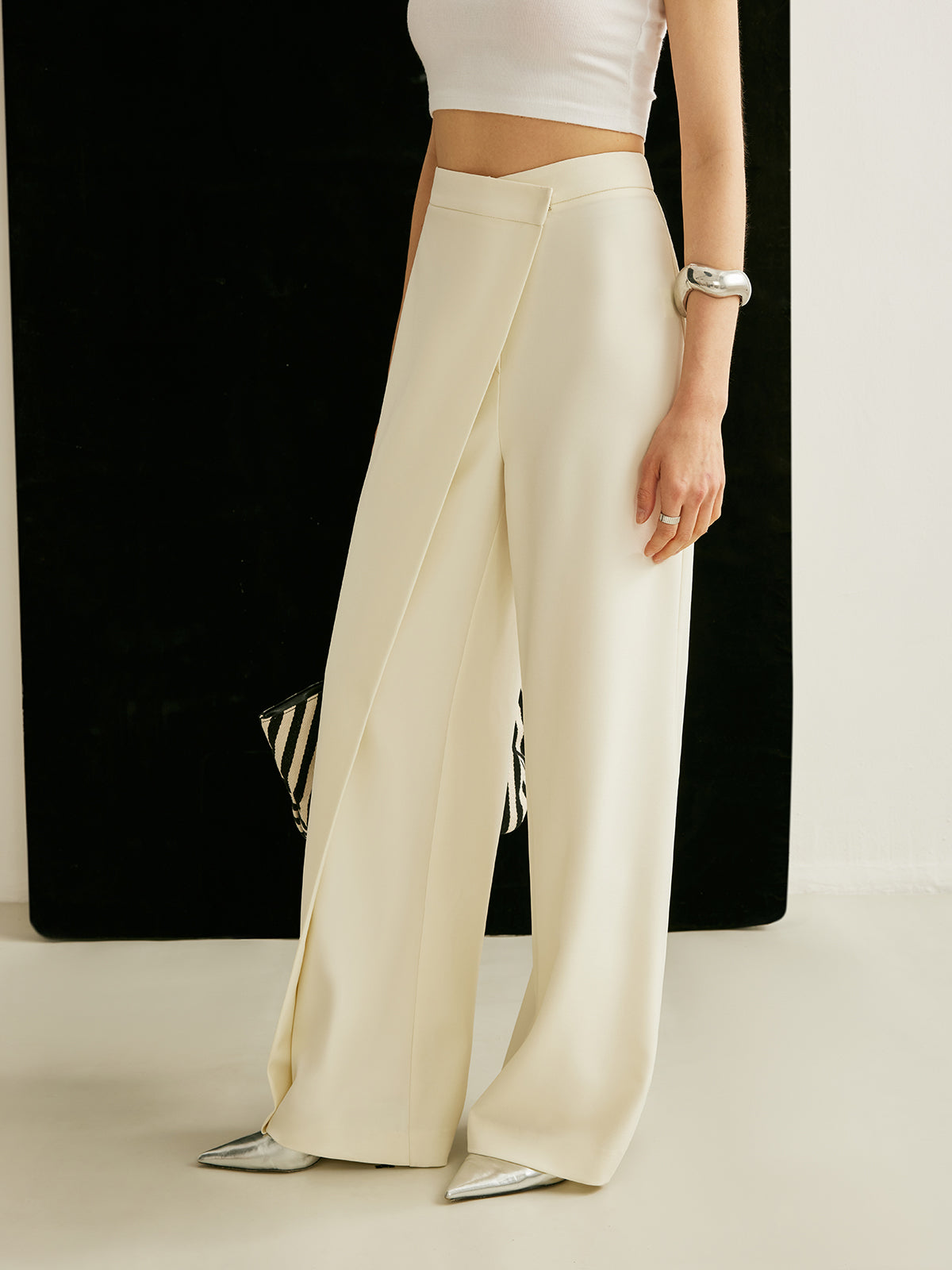Noor Women's Asymmetric Trousers - fabric and finish detail
