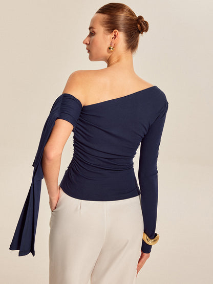 Edith Women's Asymmetric Top - fabric and finish detail