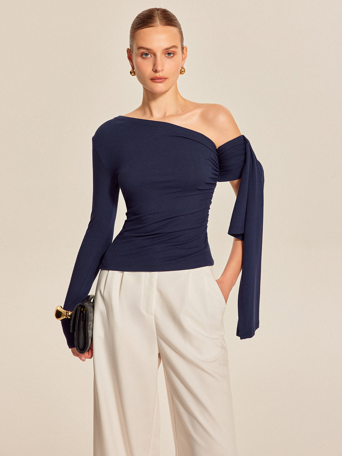 Edith Women's Asymmetric Top - close-up detail