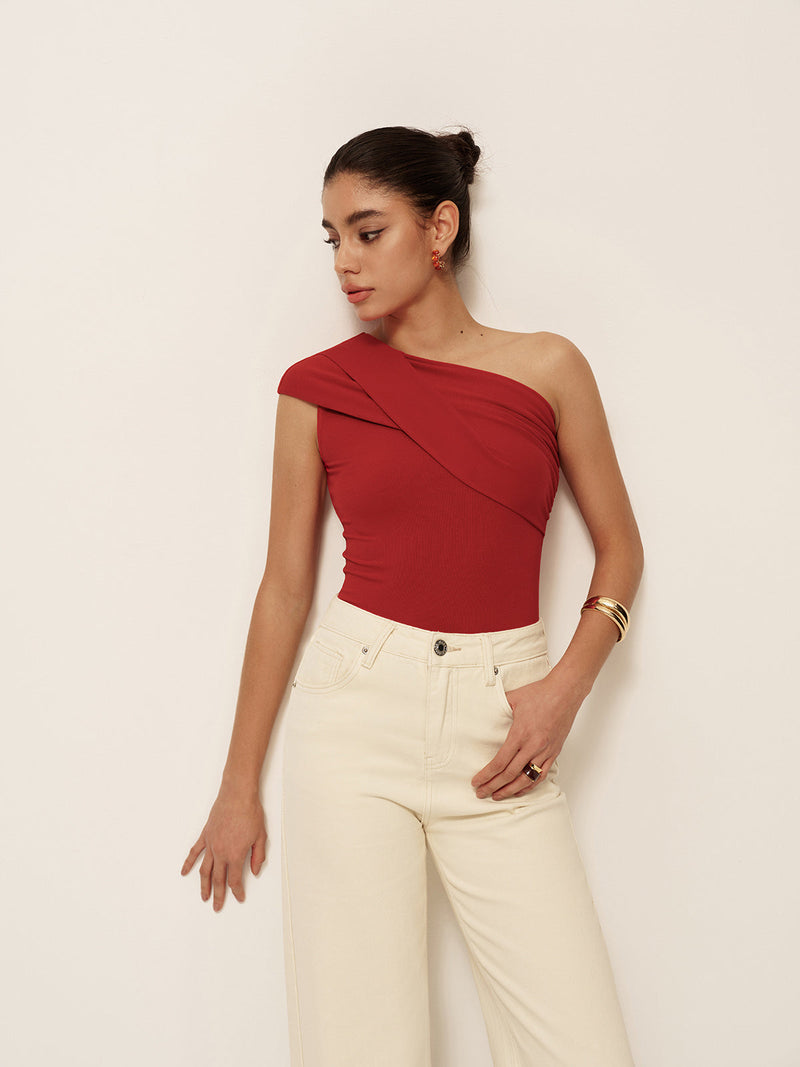Liana Women's Asymmetric Top - fabric and finish detail