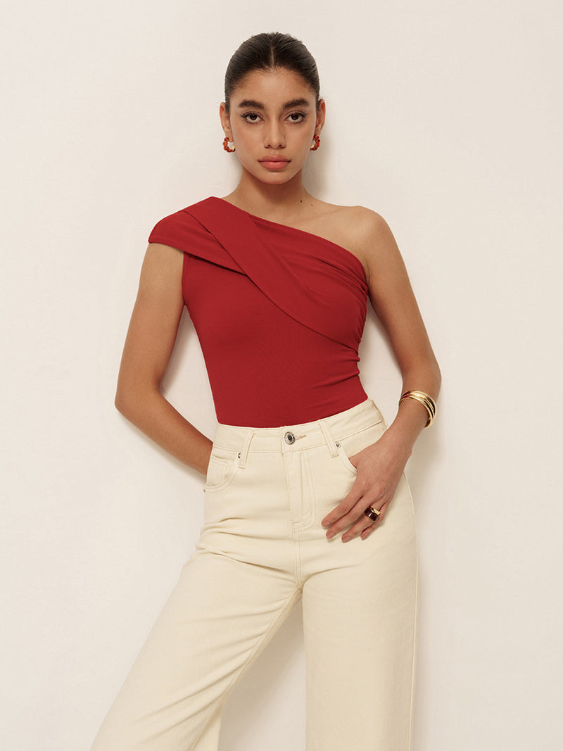 Liana Women's Asymmetric Top | Slim Fit, Jersey, Sleeveless