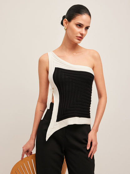 Genevieve Women's Asymmetric Top - fabric and finish detail